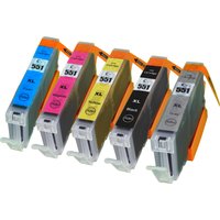 5 Ampertec Tinten ersetzt CLI-551XL BK C M Y GY  5-farbig von Ampertec