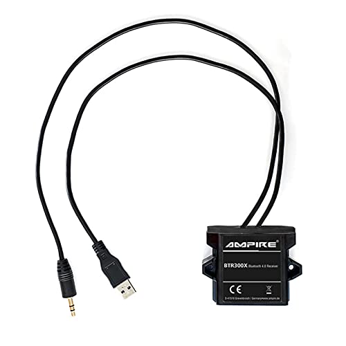 AMPIRE BTR300-HD universal Bluetooth-Adapter zum Musikstreaming mit Auto-Remote (3,5mm Klinke + USB, aptX), wasserdicht perfekt für Kfz/Auto/Home Hi-Fi/Boot/Marine von Ampire