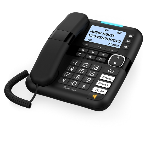 Amplicomms BigTel 1580 DECT-Mobilteil Freisprechen, für Hörgeräte kompatibel, Wahlwiederholung, Anrufbeantworter LED-Display (ATL1423341) von Amplicom
