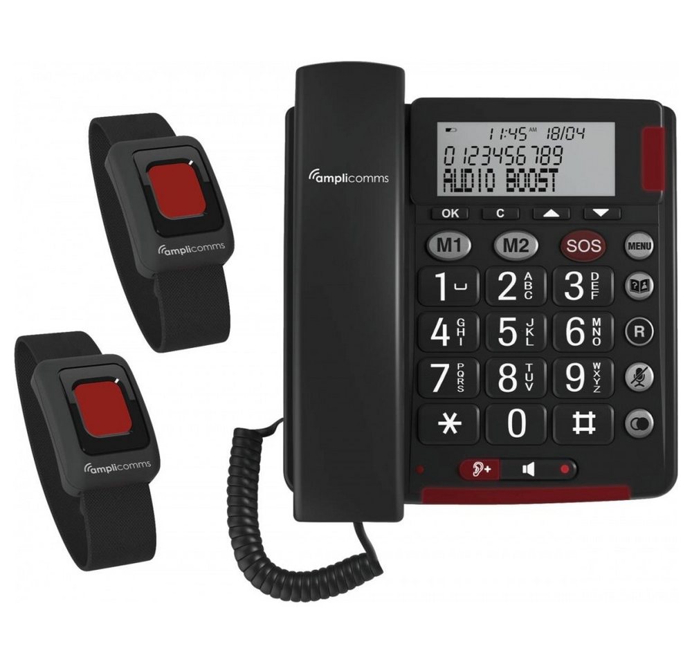 Amplicomms Amplicomms BigTel 50 Alarm Plus Duo - Großtasten-Telefon Seniorentelefon (analog) von Amplicomms