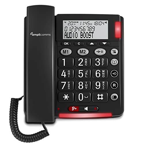 Amplicomms BigTel 48 Plus schnurgebundenes Großtasten Telefon mit Freisprechfunktion und Audio-Boost +40dB, extra Laute Klingeltöne, Hörgerätekompatibel von Amplicomms