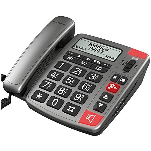 Amplicomms PowerTel 196 - Big Button Telefon für ältere Menschen mit Display - Laute Telefone für hartes Hören - Hörgeräte kompatible Telefone - Big Number Telefon - Demenztelefon für ältere Menschen von Amplicomms