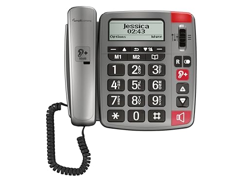 Amplicomms PowerTel 196 Schnurgebundenes Seniorentelefon Geräuschreduzierung, Freisprechen, Optisch von Amplicomms