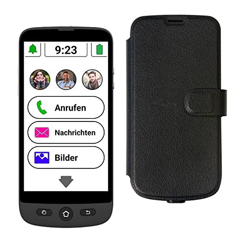 amplicomms M510-M 4G-Smartphone für Senioren mit magnetischem Ladekabel und Walletcase Schutzhülle - Einfach zu bedienendes Großtasten-Handy. Version DE - IT - CH von Amplicomms