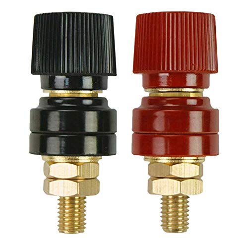 3/8" Kupfer-Batterieklemmen-Steckverbinder, Ampper M10 Fernbatterie-Bindungspfosten-Verbindungspfosten-Blockklemmensatz, 2er-Pack (rot und schwarz) von Ampper