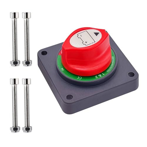 Ampper Panel Mounted 1-2-Both-Off Battery Disconnect Switch, 12-48 V Battery Master Cut Shut Off Isolator Switch für Auto, Wohnmobil, Boot und mehr (1-2-Both-Off) von Ampper