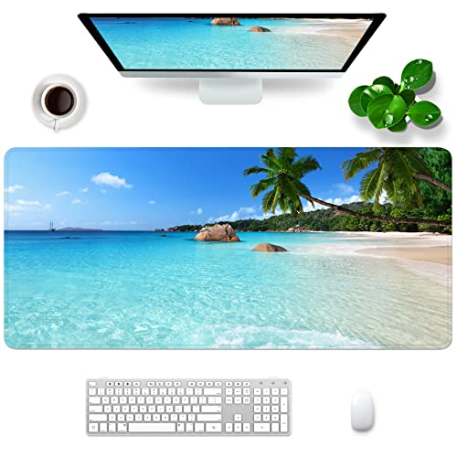 Amrgik XXL großes Gaming-Mauspad, 90,2 x 40,1 cm, blaues Ozean-Motiv (Strand Ozean -1) von Amrgik