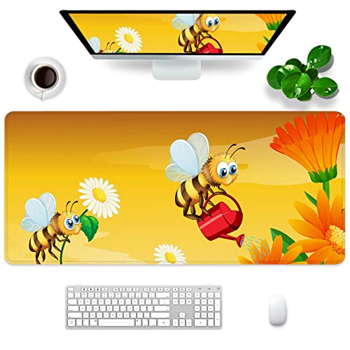 Bienen-Mauspad, Insektenmotiv, XXL, Gaming-Mauspad, Gelb, 88,9 x 39,9 x 0,3 cm, großes Mauspad für Schreibtisch mit personalisiertem Design für Laptop, Computer-PC (Bee-4) von Amrgik