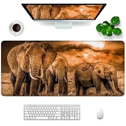 Elefanten-Mauspad, Tiermotiv, großes Gaming-Mauspad, Gelb, XXL, 88,9 x 39,9 x 0,3 cm, großes Mauspad für Schreibtisch mit personalisiertem Design für Laptop, Computer-PC (Elefant-3) von Amrgik