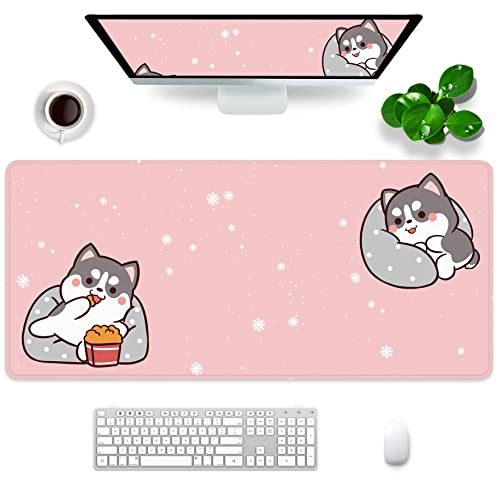 Großes Mauspad, Schreibtischunterlage, 88,9 x 39,9 x 0,3 cm, süßes rosa Gaming-Mauspad, Kawaii-Mauspad, Schreibtischunterlage (niedlich – 2) von Amrgik