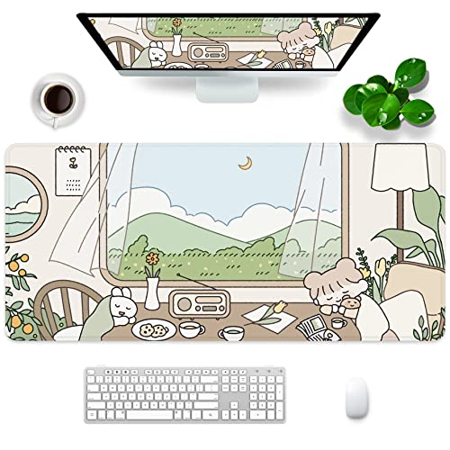 Kawaii großes Mauspad, Schreibtischunterlage, 88,9 x 39,9 x 0,3 cm, niedliches Gaming-Mauspad, Schreibtischunterlage (Kawaii-3) von Amrgik