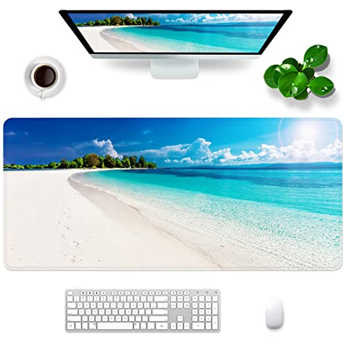Strand-Mauspad, Ozean-Thema, großes Gaming-Mauspad, XXL, 88,9 x 39,9 x 0,3 cm, großes Gummi-Mauspad für Schreibtisch, personalisiertes Design für Laptop, Computer, PC (Strand -1) von Amrgik
