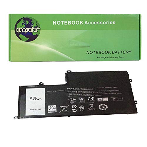 amsahr 0PD19-03 Ersatz Batterie für Dell Latitude 3550-0123, 3550, 0DFVYN, 58DP4, OPD19 (Umfassen Stereo Ohrhörer), 7.4V, 7600 mAh/58 Wh, 4 Cell schwarz von Amsahr