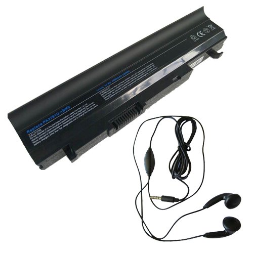 amsahr 3781-03 Ersatz Batterie für Toshiba 3781, E200, E200-002, E200-006, E205, E205-S1904 - Umfassen Stereo Ohrhörer schwarz von Amsahr