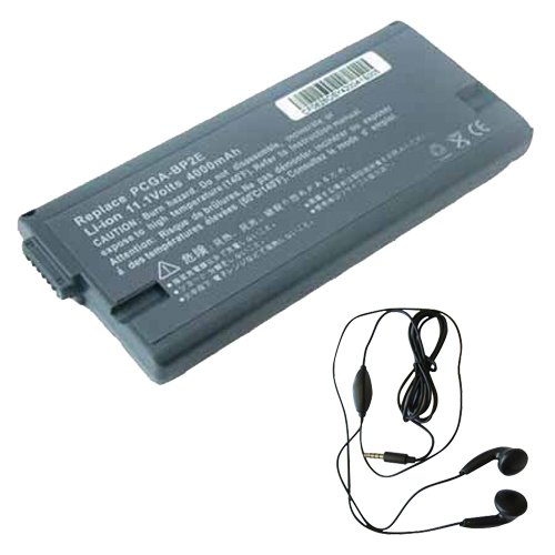 amsahr BP2E-03 Ersatz Batterie für Sony BP2E, PCG GR3BP, GR5BP, GR5, GR7F, GR9, GR90P - Umfassen Stereo Ohrhörer schwarz von Amsahr