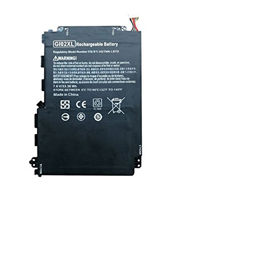 amsahr HPGI02XL-02 Ersatz Batterie für HP Pavillion X2 12-B020NR, GI02XL 837560-007 (7.6V, 4200mAh, 33.36Wh) schwarz von Amsahr