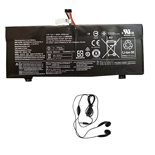 amsahr L15L4PCO-03 Ersatz Batterie für Lenovo L15L4PCO, L14M4P72, L14M4P73, L14M4PAO Inklusive Stereo Kopfhörer Schwarz von Amsahr