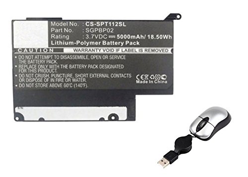 amsahr SGPT111CN-05 Ersatz Batterie für Sony SGPT112CN, Tablet S1, S2 - Includes Mini Optical Mouse Schwarz von Amsahr