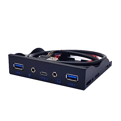 Amsixo USB-Hub, USB 3.0, Typ-C, USB 3.0, Front-Panel, 3,5-mm-Kopfhörer-Mikrofon-Erweiterung, Desktop-Adapter, 8,9 cm Diskettenschacht, Front-Panel-Hub 3,5 cm von Amsixo