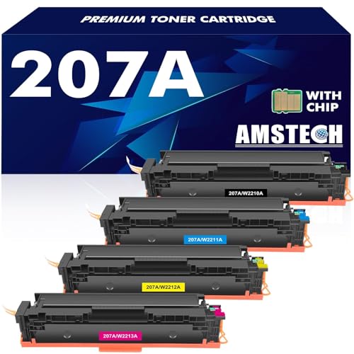 207A MFP M283fdw 207X Toner: Compatible with HP Color Laserjet Pro MFP M283fdw M255dw M282nw M283fdn M255nw W2210A W2211A W2212A W2213A - Black Cyan Yellow Magenta with Chip 4 Pack von Amstech