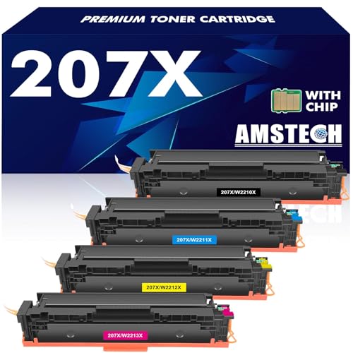 207X 207A MFP M283fdw Toner: Ersatz für HP 207X 207A Multipack Toner für HP Color Laserjet Pro MFP M283fdw Toner Schwarz M282nw M255dw M283fdn M283 M282 M255 Mit Chip W2210X W2211X W2212X W2213X von Amstech