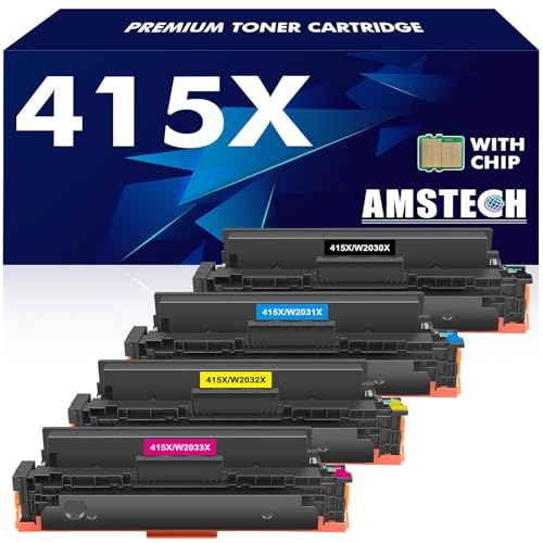 415X 415A M479fdw Toner Mit Chip Kompatibel für HP 415X 415A Multipack Color Laserjet Pro MFP M479fnw M479dw M479fdn M454dw M454dn W2030X W2031X W2032X W2033X W2030A 4-Pack (Schwarz Cyan Gelb Magenta) von Amstech