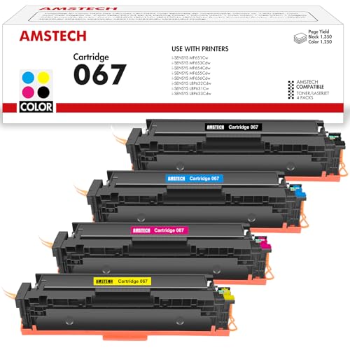 067 067H MF657Cdw Toner Set : Kompatible für Canon 067 für Canon i-SENSYS MF655Cdw MF651Cw LBP631Cw LBP633Cdw LBP632Cdw MF653Cdw MF654Cdw MF656Cdw (Schwarz Cyan Gelb Magenta, 4er-Pack) von Amstech