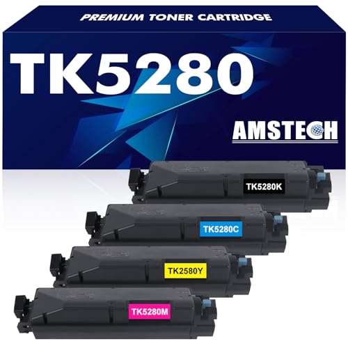 Amstech TK-5280 TK5280 Kompatibel Toner als Ersatz für Kyocera TK-5280 TK5280 TK 5280 Ecosys P6235cdn M6235cidn M6635cidn TK-5280K TN-5280C TN-5280Y TN-5280M (Schwarz Cyan Gelb Magenta, 4-Pack) von Amstech