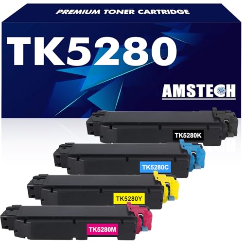 Amstech TK-5280 TK5280 Kompatibel Toner als Ersatz für Kyocera TK-5280 TK5280 TK 5280 Ecosys P6235cdn M6235cidn M6635cidn TK-5280K TN-5280C TN-5280Y TN-5280M (Schwarz Cyan Gelb Magenta, 4-Pack) von Amstech