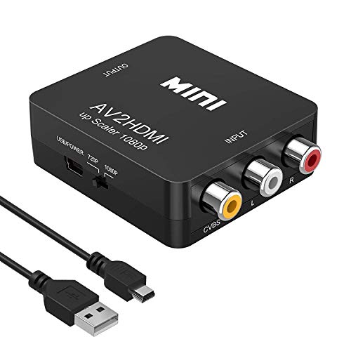 Amtake RCA zu HDMI Konverter, 1080P RCA Composite CVBS AV zu HDMI Video Audio Konverter Adapter für PS2 Wii Xbox SNES N64 VHS VCR Kamera DVD, unterstützt PAL/NTSC mit USB-Stromkabel Amtake RCA zu HDMI Konverter, 1080P RCA Composite CVBS AV zu HDMI Video Audio Konverter Adapter für PS2 Wii Xbox SNES N64 VHS VCR Kamera DVD, unterstützt PAL/NTSC mit USB-Stromkabel von Amtake