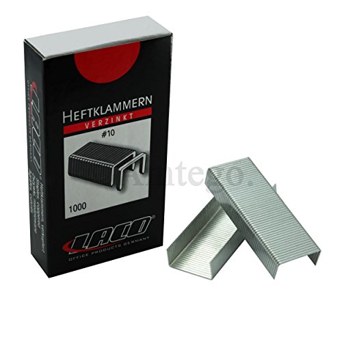 Amtego Heftklammern HK 10 verzinkt, 1000 Stück, Silber oder Grau, Büroklammern, Staples von Amtego