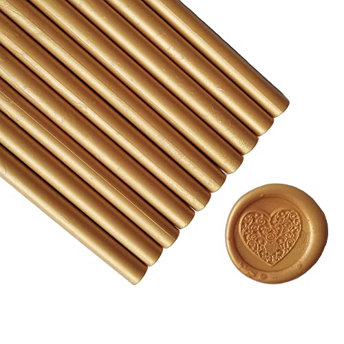 10 Stück Siegelwachsstäbe für Wachssiegel Stempel, AMTOL Siegellack Wachs Sticks für Klebe Pistole,ideal für Hochzeits Einladungen, Geschenk Verpackung,Karten Umschläge (Gold) von Amtol