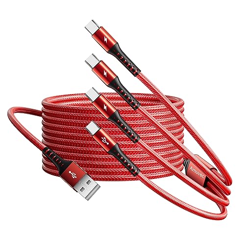 Amuvec USB C Kabel [2.2M/3.1A] QC 3.0 Schnelllade Typ C Ladekabel, Geflochten mit 4 USB C Anschlüssen Handy Ladekabel Ladegerät für iPhone 15/16, Samsung Galaxy, Huawei, Huawei, Sony, Xiaomi, LG von Amuvec