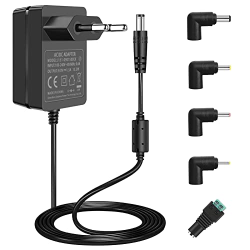 DC 9V 1.5A 1A Netzteil Adapter, AC110-240V Schaltnetzteil, 9Volt Ladegerät für 9Vdc Arduino UNO R3, Schwinn Bike, Crosley Cruiser Plattenspieler, Elektronische Waagen Transformator. von AmzFwing