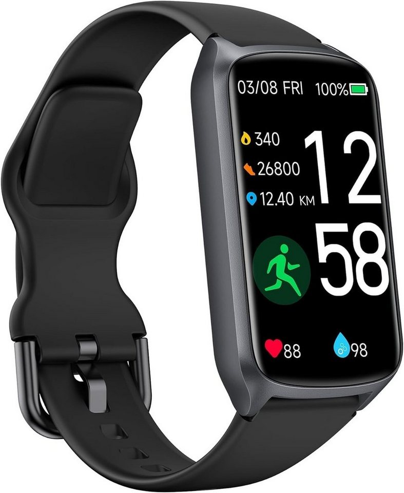 Amzhero Smartwatch (1,47 Zoll, Android iOS), 20+ Trainningsmodi SpO2 Tracking Schlafüberwachung Herzfrequenzmessung von Amzhero