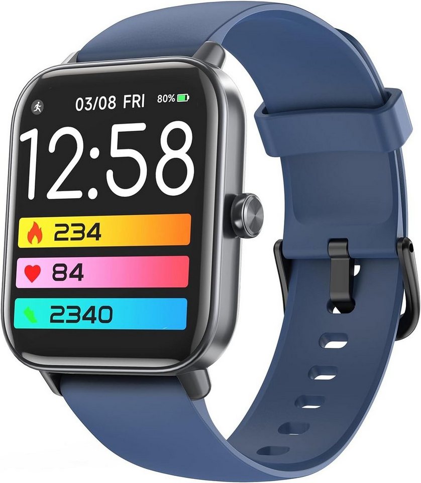 Amzhero Smartwatch (1,8 Zoll, Android iOS), mit Telefonfunktion Alexa Integriert Fitnessuhr 100+ Sportmodi SpO2 von Amzhero