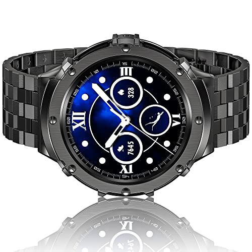 HASLFM Kompatibel für Samsung Galaxy Watch 5 Pro Armband 45mm, Kompatibel mit Samsung Galaxy Watch 6/Watch 5/Watch 4 Armband 44mm, Robustes Edelstahl Metal Armband Gehäuse für Männer, Graue von Amznew