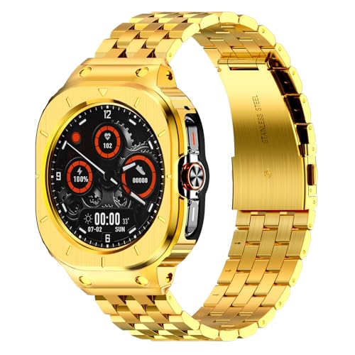 Kompatibel für Samsung Galaxy Watch Ultra Armband 47mm, Robustes Edelstahl Metal Gehäuse mit Armband für Galaxy Watch Ultra 47mm Männer, Gold Kompatibel für Samsung Galaxy Watch Ultra Armband 47mm, Robustes Edelstahl Metal Gehäuse mit Armband für Galaxy Watch Ultra 47mm Männer, Gold von Amznew