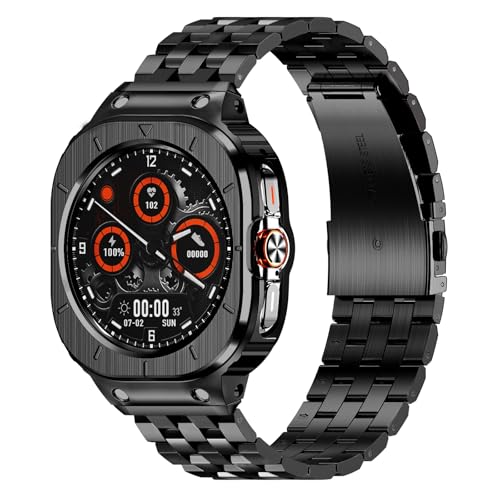 Kompatibel für Samsung Galaxy Watch Ultra Armband 47mm, Robustes Edelstahl Metal Gehäuse mit Armband für Galaxy Watch Ultra 47mm Männer, Schwarz Kompatibel für Samsung Galaxy Watch Ultra Armband 47mm, Robustes Edelstahl Metal Gehäuse mit Armband für Galaxy Watch Ultra 47mm Männer, Schwarz von Amznew