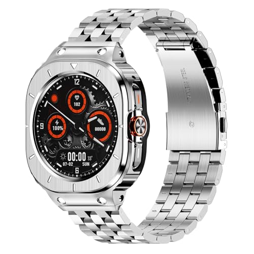Kompatibel für Samsung Galaxy Watch Ultra Armband 47mm, Robustes Edelstahl Metal Gehäuse mit Armband für Galaxy Watch Ultra 47mm Männer, Silber Kompatibel für Samsung Galaxy Watch Ultra Armband 47mm, Robustes Edelstahl Metal Gehäuse mit Armband für Galaxy Watch Ultra 47mm Männer, Silber von Amznew