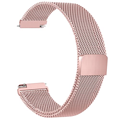 20 mm Metallband, kompatibel mit Galaxy Watch Active 4, Schnellverschluss-Netzgewebe, Edelstahl, magnetisch, Ersatzband für Samsung Galaxy Watch 40 mm, 44 mm, Rosa von Amzpas