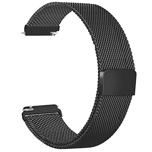 20 mm Metallband, kompatibel mit Galaxy Watch Active 4, Schnellverschluss-Netzgewebe, Edelstahl, magnetisch, Ersatzband für Samsung Galaxy Watch 40 mm 44 mm, Schwarz von Amzpas