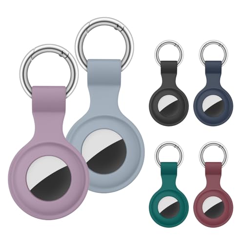 Amzpas 6 Stück Hülle für Airtag Anhänger, Airtags Schlüsselanhänger Silikon für Apple Airtags Schutzhülle, Tragbares Case Zubehör Schlüsselanhänger für Air Tag Tracker(6 Stück A) von Amzpas