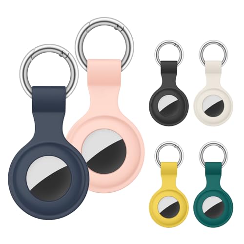 Amzpas 6 Stück Hülle für Airtag Anhänger, Airtags Schlüsselanhänger Silikon für Apple Airtags Schutzhülle, Tragbares Case Zubehör Schlüsselanhänger für Air Tag Tracker(6 Stück E) von Amzpas