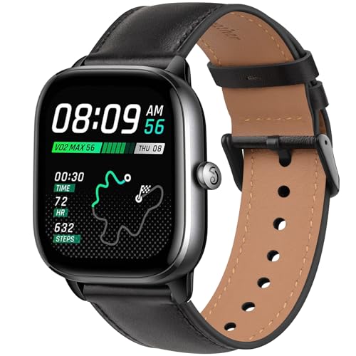 Amzpas Armband für Amazfit GTS 2 Mini/GTS 4 Mini/GTS 2 / GTS 3 / GTS 4 für Damen Herren, 20mm Hochwertiges Leder Ersatzarmbänder für Amazfit Bip 3 /Bip 3 Pro/Bip Lite/Bip U/Bip U Pro, Schwarz von Amzpas