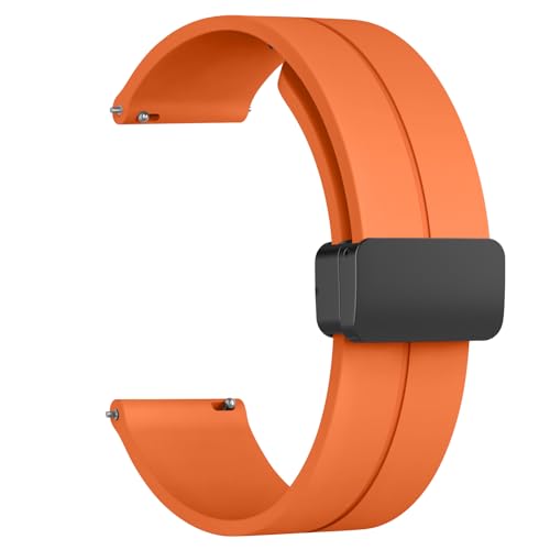 Amzpas Armband für Samsung Galaxy Watch 4 Armband 40mm 44mm Damen Herren,Silikon Sport Magnetische Faltschnalle Ersatzbänder Uhrenarmband für Samsung Galaxy Watch 4 Classic 42mm 46mm (Orange) von Amzpas