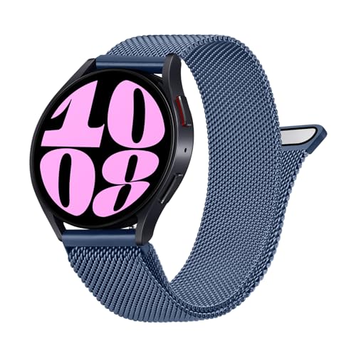 Amzpas Armband für Samsung Galaxy Watch 6 40mm 44mm Armband Damen Herren,Edelstahl Metall Mesh Ersatzarmband Magnetschloss 20mm Uhrenarmband für Samsung Galaxy Watch 6 Classic 43mm 47mm (Navy blau) von Amzpas