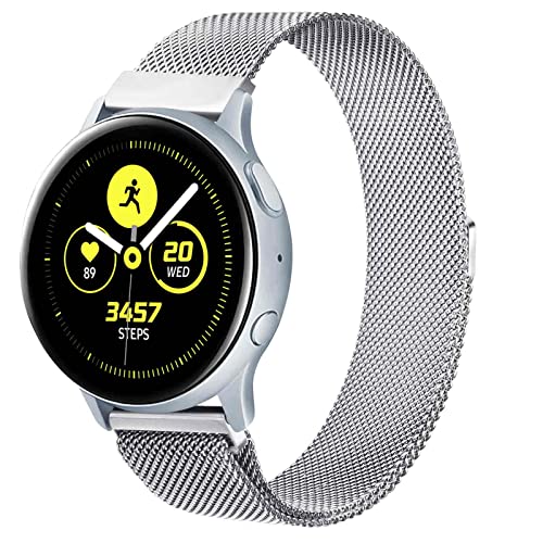 Amzpas Armband für Samsung Galaxy Watch Active 2/3/4/5/Classic/Pro - 20mm Metall Edelstahl Ersatzarmband für 40mm 41mm 42mm 44mm 46mm Modelle von Amzpas