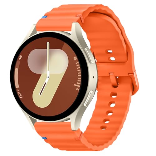 Amzpas Samsung Armband Kompatibel mit Samsung Galaxy Watch 7 Armband 40mm 44mm / Galaxy Watch FE Armbänder, Sport Silikon Uhrenarmband, Original Flachkopf, Guter Sitz Ersatzarmband (Orange) von Amzpas