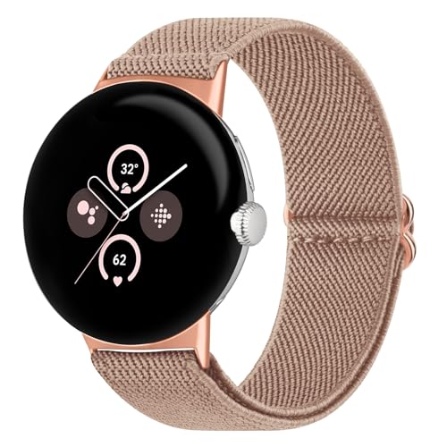 Amzpas Google Pixel Watch Armband - Verstellbares Nylon Ersatzarmband für Pixel Watch 2/1 - Damen und Herren (Milchtee) von Amzpas